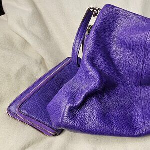 COACH MADISON PHOEBE w/ wallet Purple Pebbled Leather Hobo Satchel Bag Perfect!